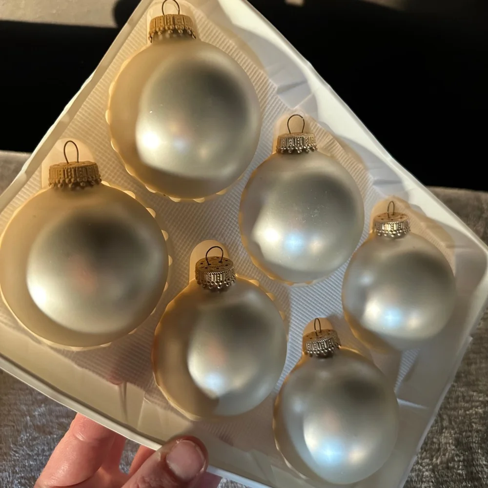 Vintage NAVISTAR Gold Frosted Shatterproof Christmas Ornaments